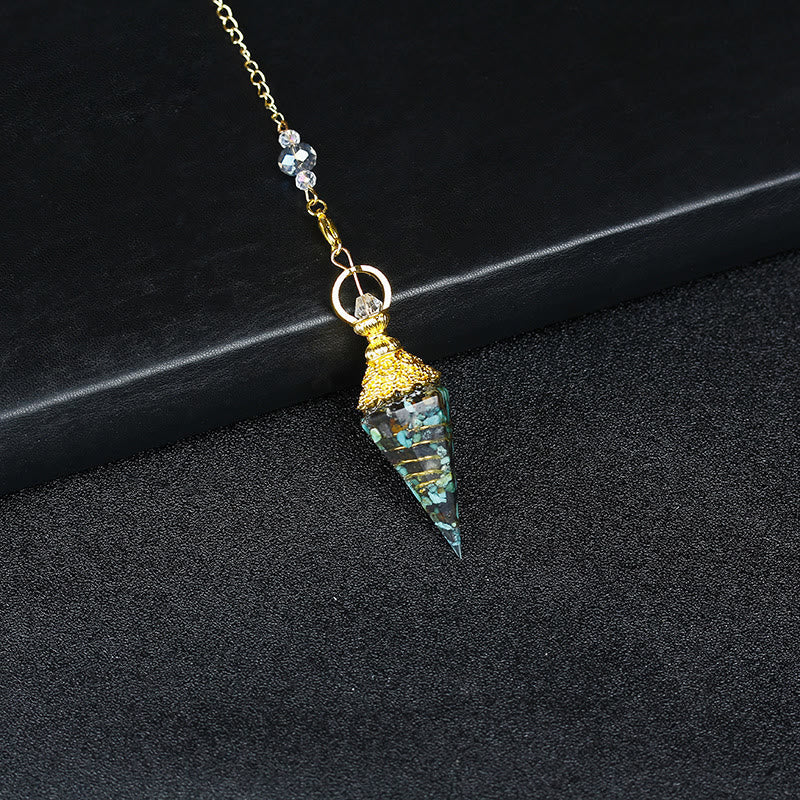 Pendule pyramidal hexagonal en résine cristalline naturelle Olivenorma - Turquoise - image 33