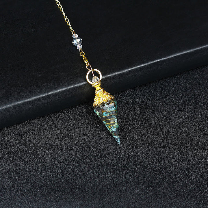 Pendule pyramidal hexagonal en résine cristalline naturelle Olivenorma - Turquoise - image 33