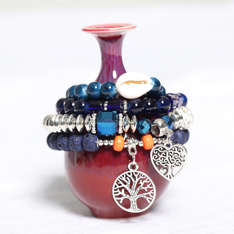 Ensemble de bracelets à perles avec pendentif en forme de cœur et arbre de vie Olivenorma