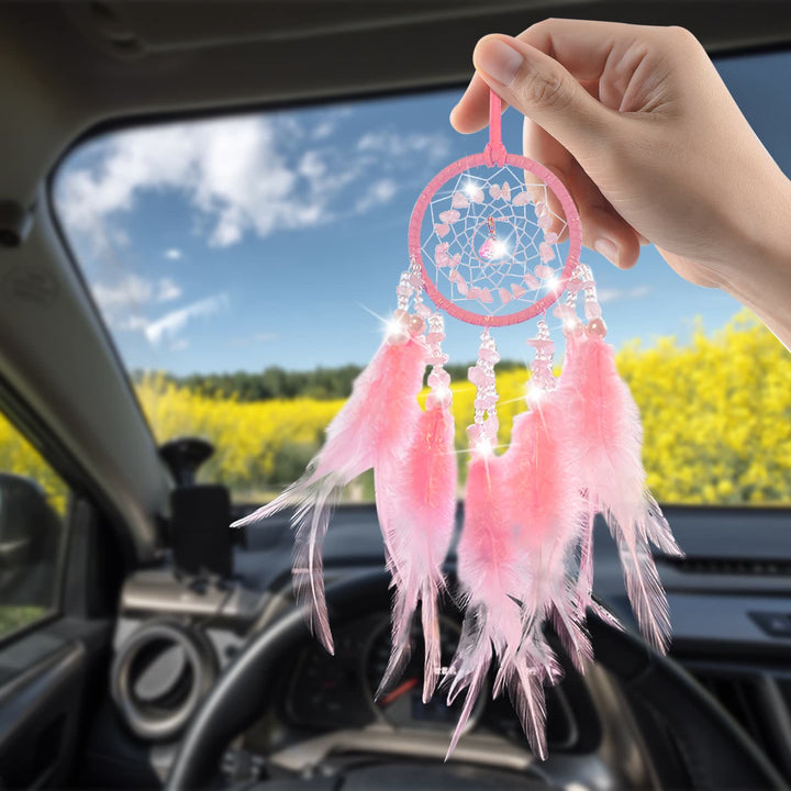 Attrape-rêves tissé à la main pour rétroviseur de voiture Olivenorma
