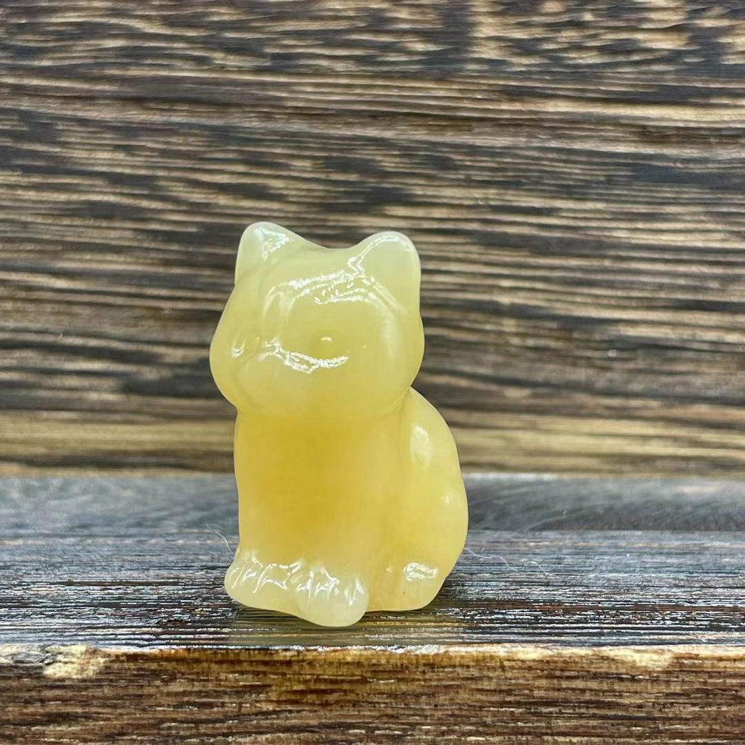 Décoration en pierre précieuse en forme de chaton mignon de 1,2 pouce en pierre naturelle Olivenorma 