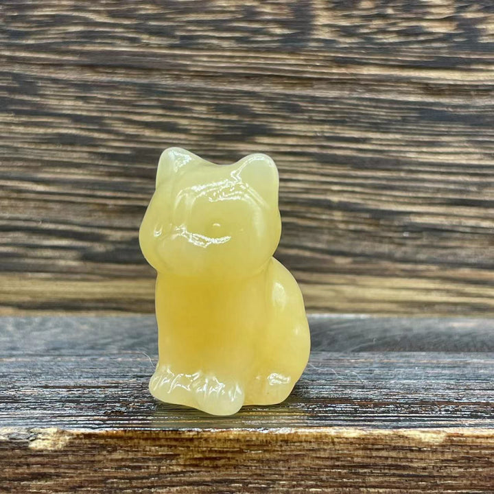 Décoration en pierre précieuse en forme de chaton mignon de 1,2 pouce en pierre naturelle Olivenorma 
