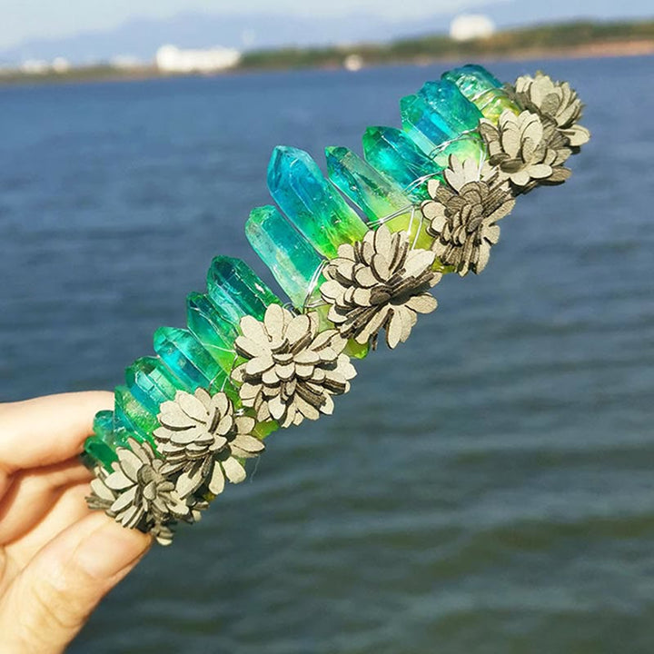 Couronne de fleurs en cristal naturel avec arc- en-Olivenorma 