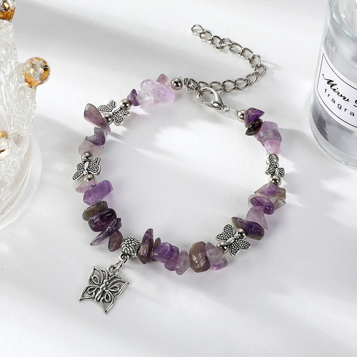 Bracelet à breloques papillon en cristal coloré Olivenorma