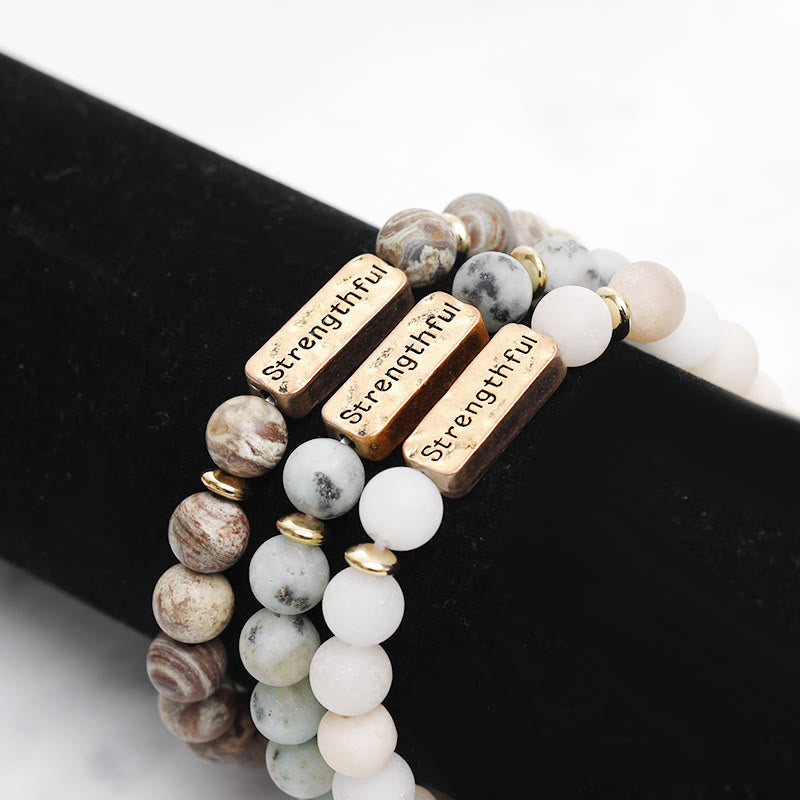 Bracelet gravé robuste en pierres précieuses naturelles Olivenorma