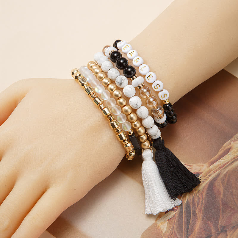 Olivenorma Lot de 6 bracelets en cristal naturel gravés