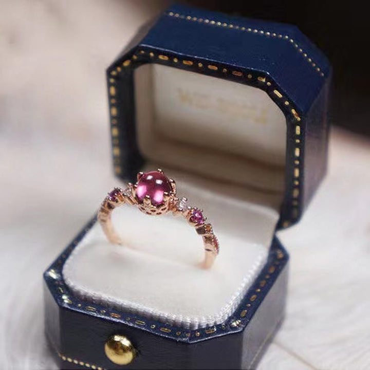 Bague de fiançailles en argent 925 avec grenat Olivenorma
