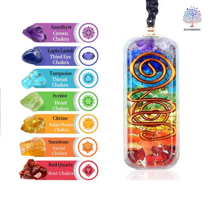 Collier de guérison des chakras orgonite Olivenorma 