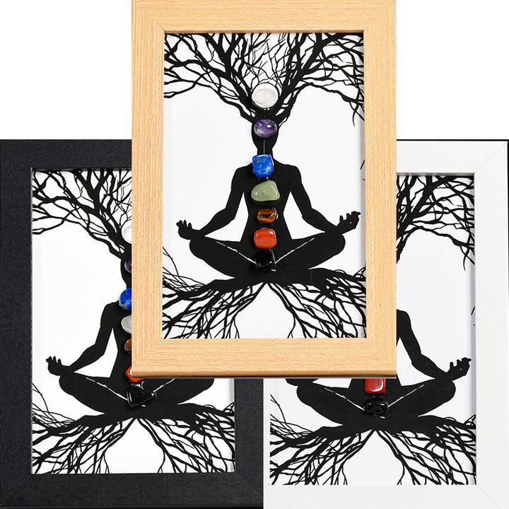 Cadre photo décoratif en pierre de chakra pour posture de méditation yoga Olivenorma