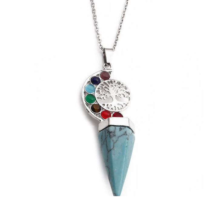 Collier avec pendentif arbre de vie en cristal hexagonal Olivenorma