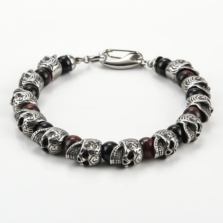 Bracelet Olivenorma en acier inoxydable fait main avec œil de tigre naturel