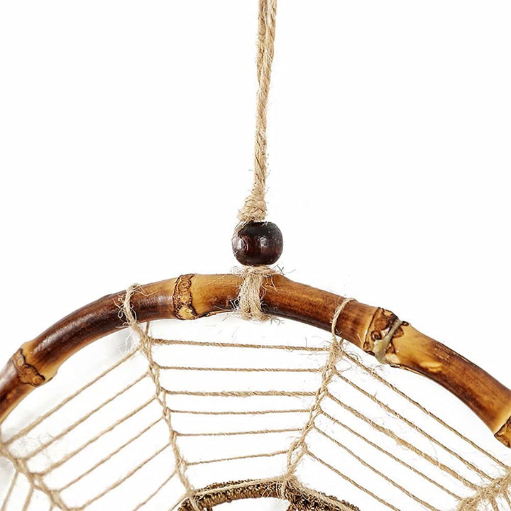 Attrape-rêves en plumes et perles en bois naturel tissées à la main Olivenorma