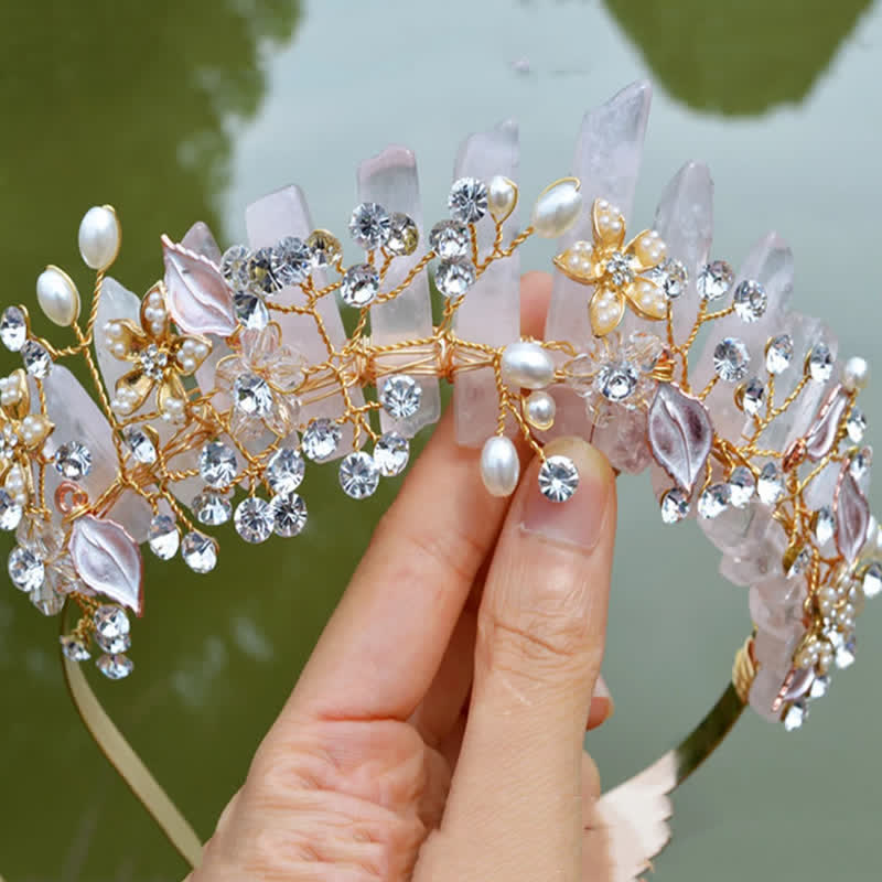 Cristal naturel de luxe Olivenorma avec couronne en cristal de perle