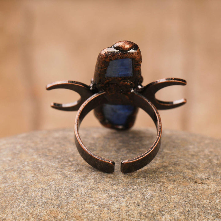 Bague ajustable de guérison à double lune en cyanite Olivenorma