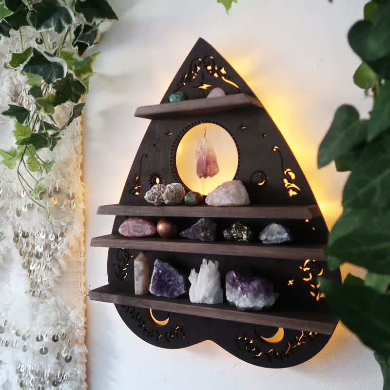 Etagère en cristal en forme de cœur et de lune inversée