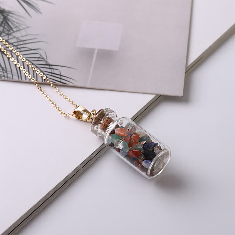 Collier de bouteille de souhait en cristal naturel Olivenorma 
