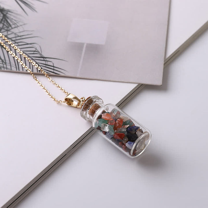 Collier de bouteille de souhait en cristal naturel Olivenorma 