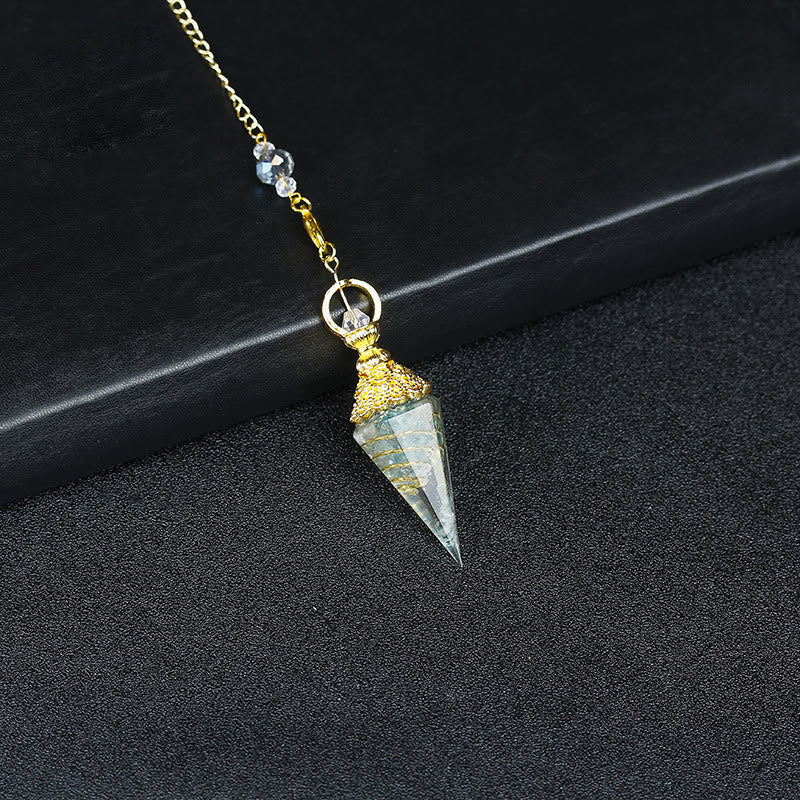 Pendule pyramidale hexagonale en cristal résineline naturelle Olivenorma