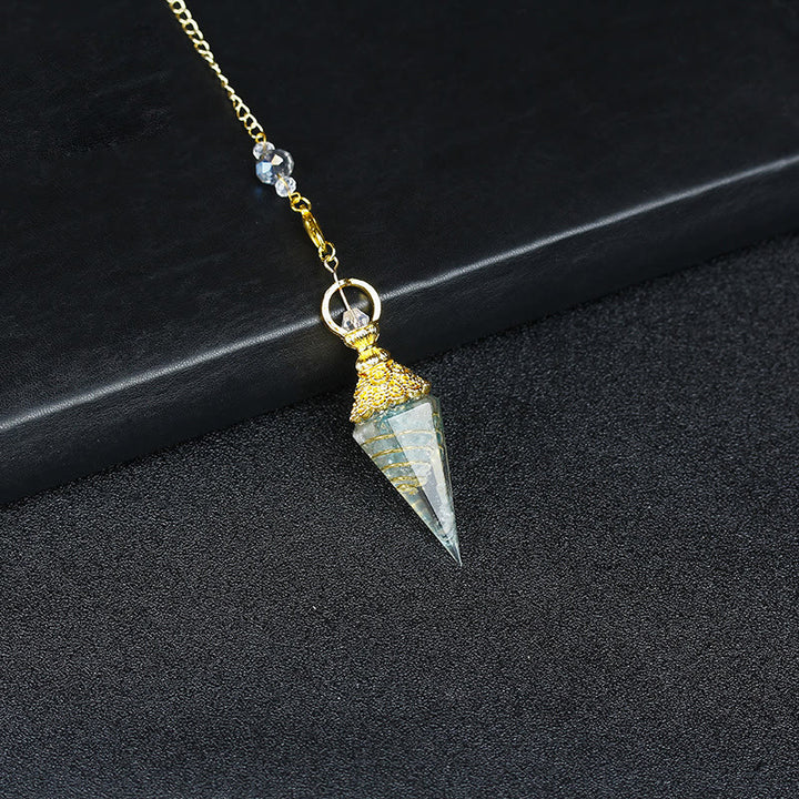 Pendule pyramidale hexagonale en cristal résineline naturelle Olivenorma