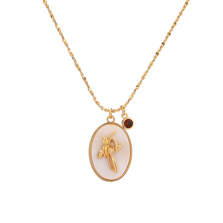 Collier avec pierre de naissance et fleur de naissance Olivenorma - Jul - Nénuphar - image 7