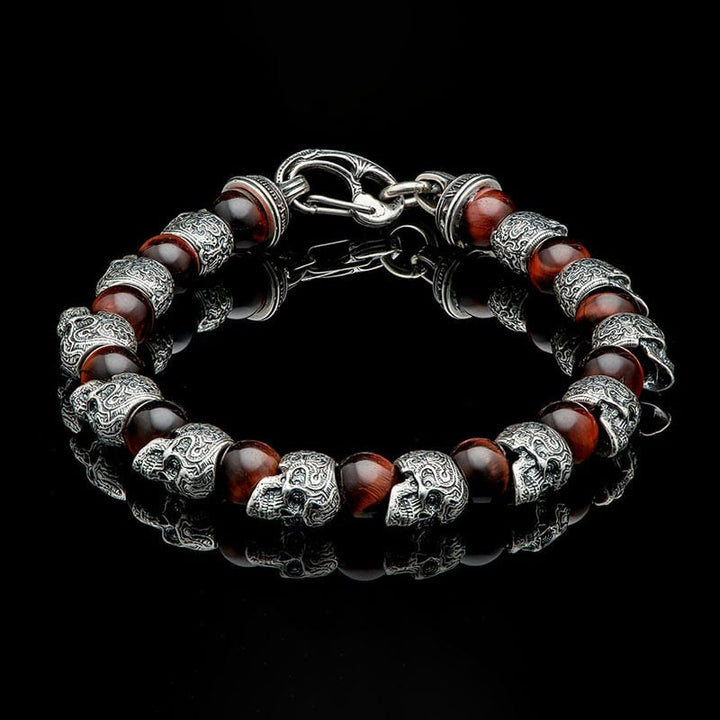 Bracelet Olivenorma en acier inoxydable fait main avec œil de tigre naturel