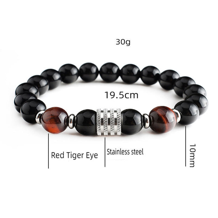 Bracelet homme en obsidienne œil de tigre rouge Olivenorma