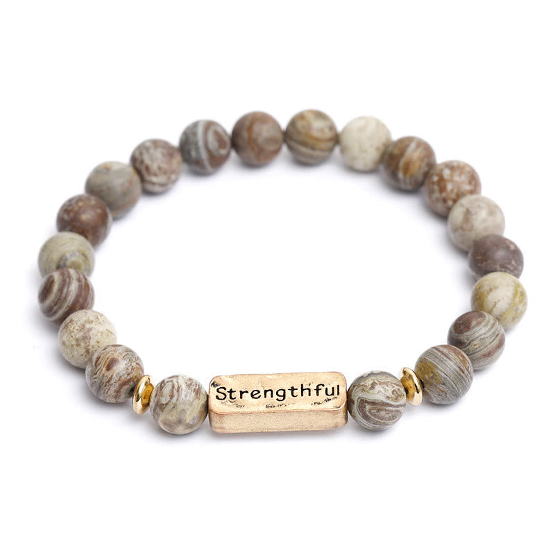 Bracelet gravé robuste en pierres précieuses naturelles Olivenorma