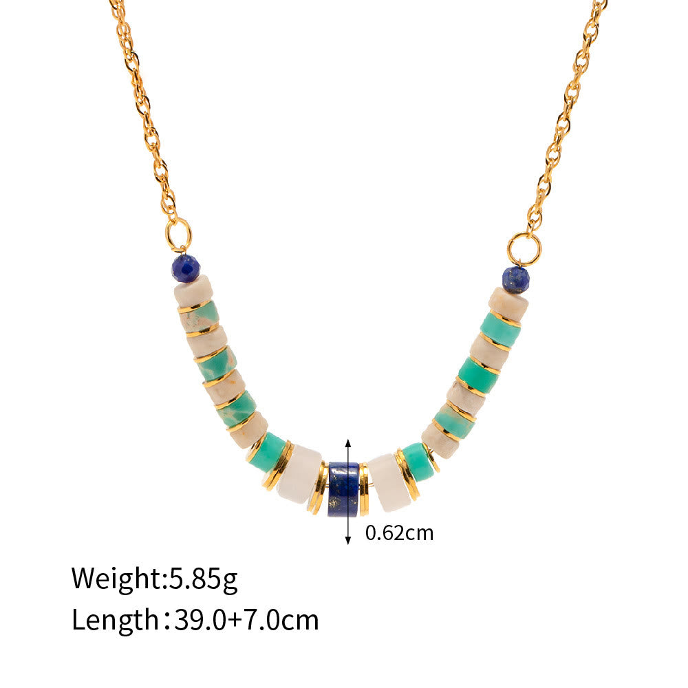 Ensemble de bijoux en pierre empereur agalmatolite et lapis-lazuli Olivenorma