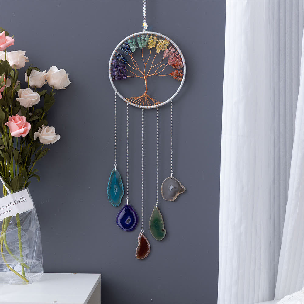 Décoration murale ornementale arbre de vie en agate chakra Olivenorma