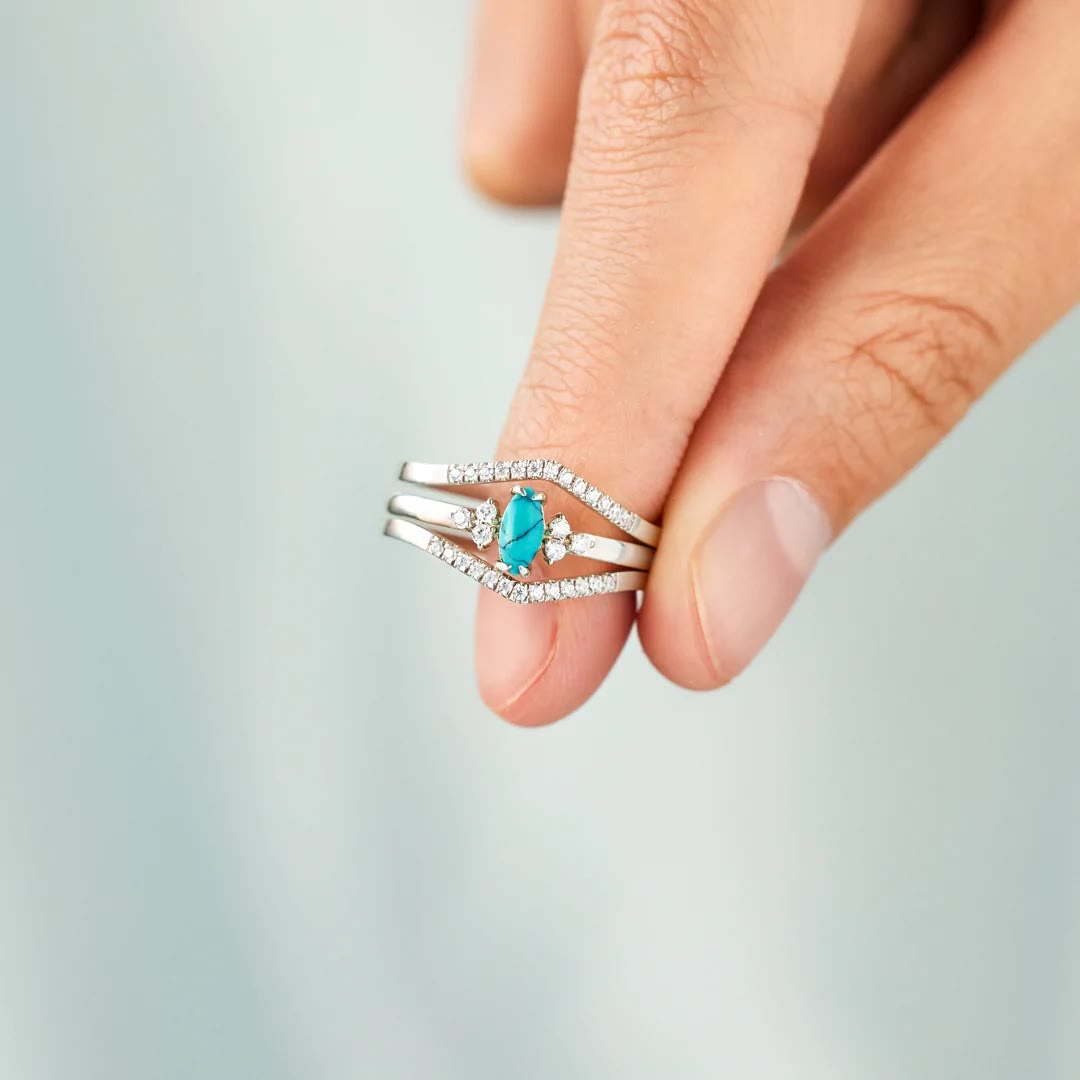 Bague deux pièces turquoise vintage Olivenorma - image 4