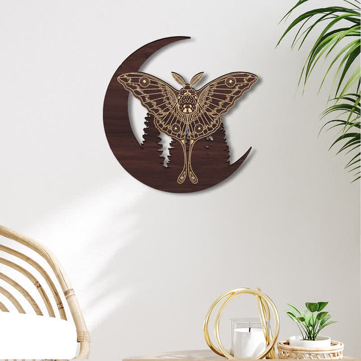 Décoration murale en bois de papillon croissant de lune Olivenorma