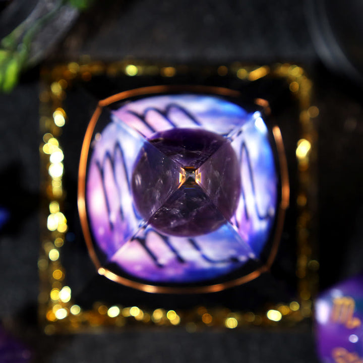 Boule d'améthyste Olivenorma Gravier d'obsidienne Zodiac Scorpion Pyramide d'orgone 