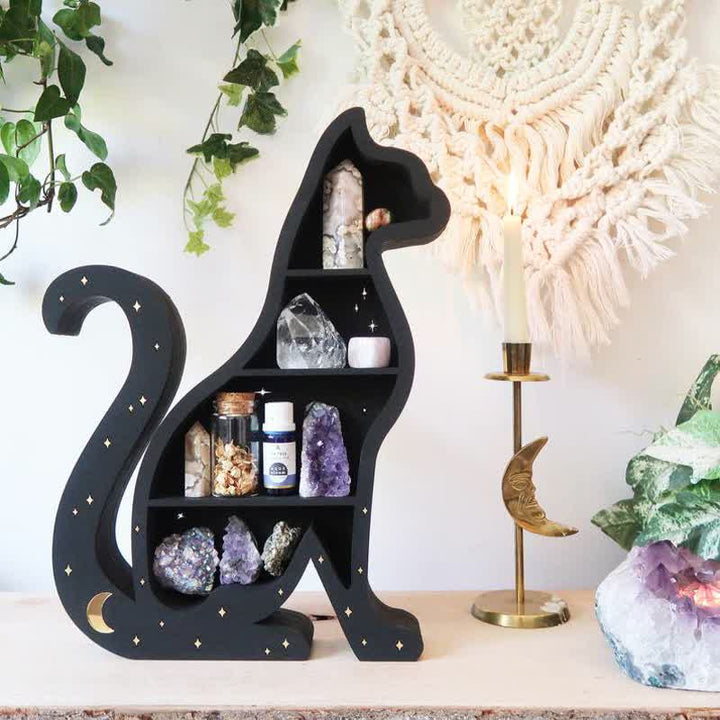 Etagère en cristal en forme de chat mignon, de lune et d'étoile