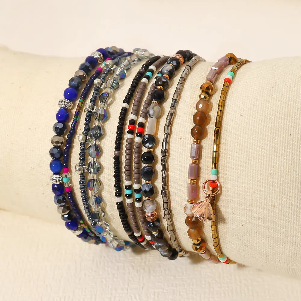 Bracelets de vacances bohèmes à perles rondes Olivenorma