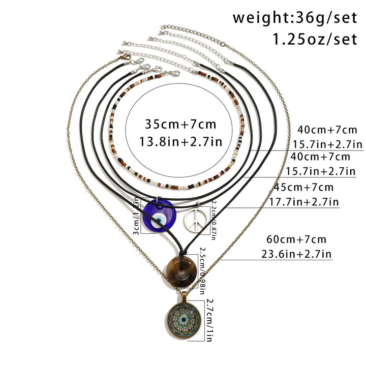 Ensemble de colliers avec pendentif en pierre naturelle Arbre de vie et mauvais œil Olivenorma 