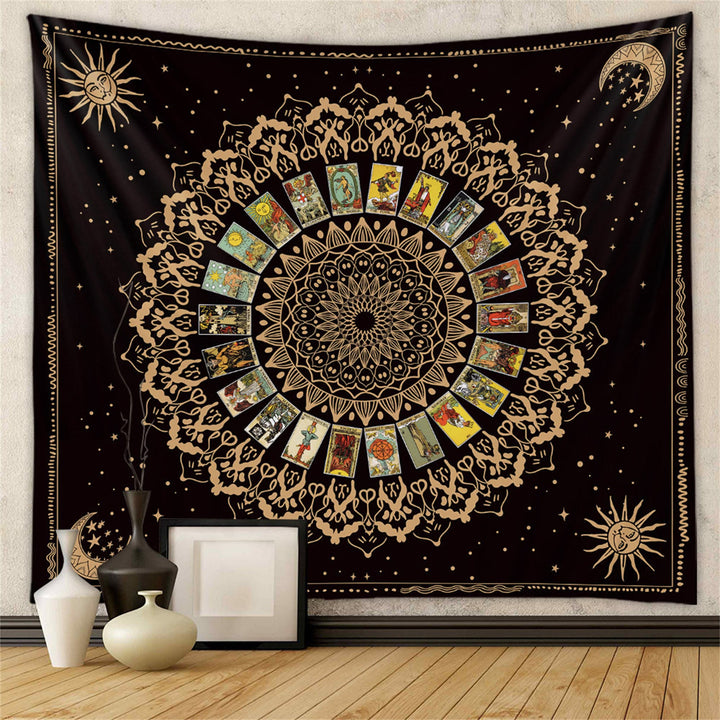 Tapisserie murale vintage Tarot Soleil et Lune Olivenorma