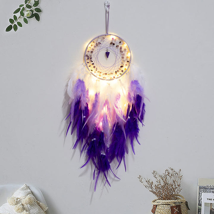 Pendentif pendule en gravier d'améthyste Olivenorma Attrape-rêves violet 