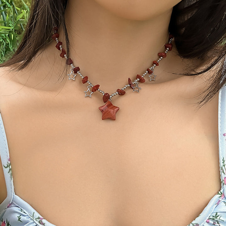 Collier ras du cou à pampilles en cristal et étoile de Bohême Olivenorma