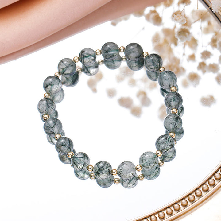 Ensemble de bracelets Arbre de vie en quartz rutile vert fraise Olivenorma