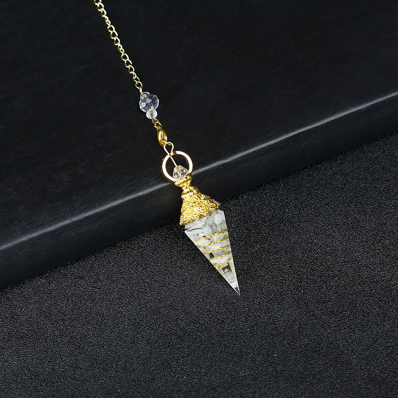 Pendule pyramidale hexagonale en cristal résineline naturelle Olivenorma