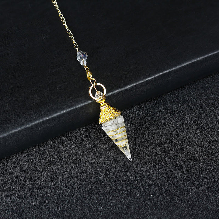Pendule pyramidale hexagonale en cristal résineline naturelle Olivenorma