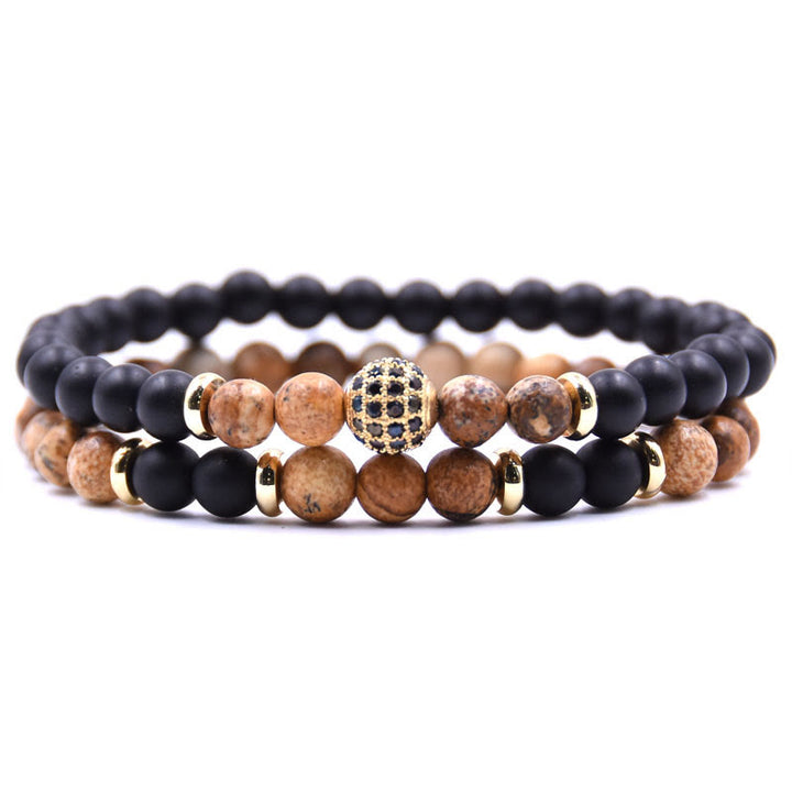 Bracelet homme Olivenorma en perles de cristal naturel à deux couches