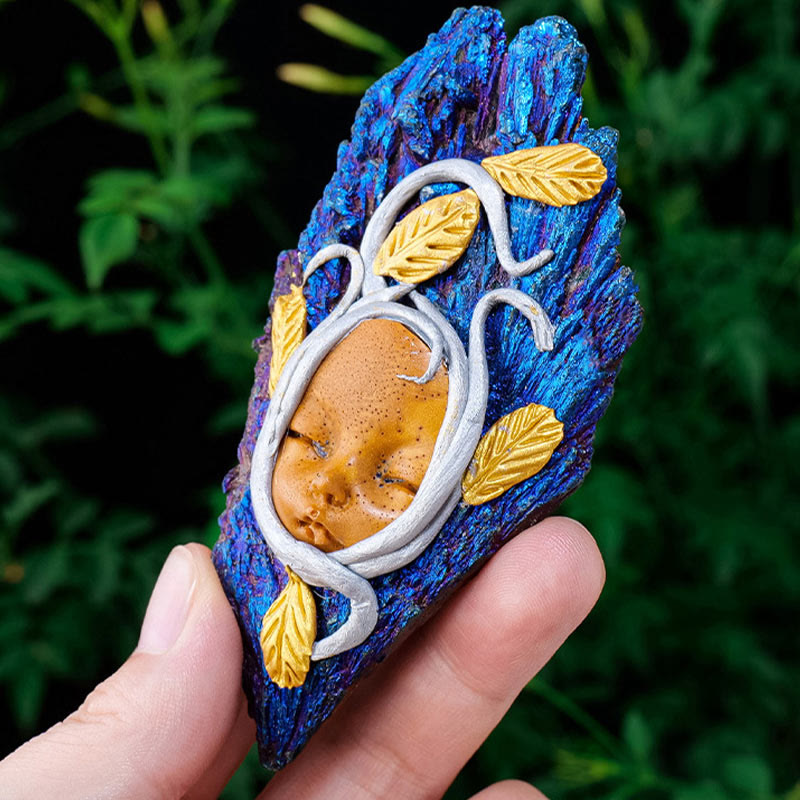 Décoration en pierres précieuses pour l'artisanat elfique, tourmaline cyanite Aura Olivenorma