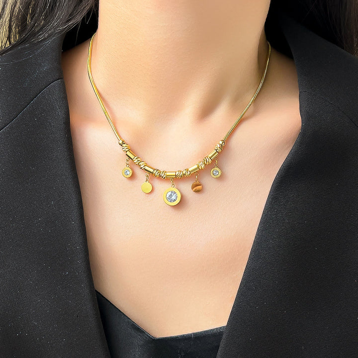 Collier bracelet enroulé fantaisie mauvais œil turquoise doré Olivenorma