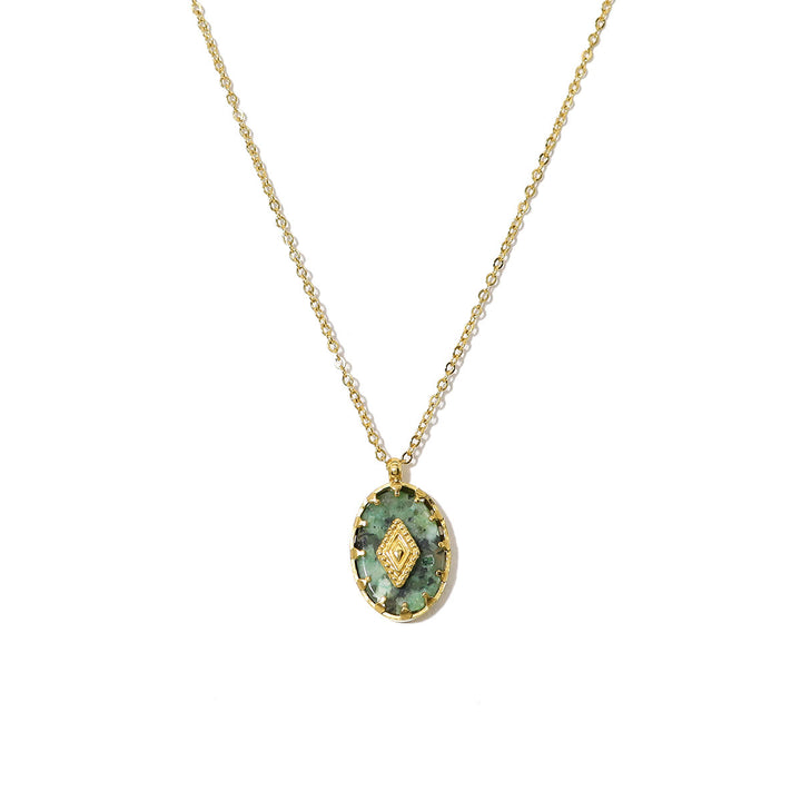 Collier pendentif ovale vert turquoise africain Olivenorma - Turquoise africaine - image 1