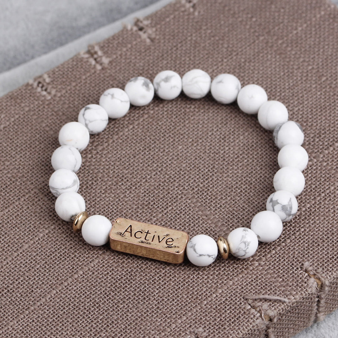 Bracelet gravé Active Faith en pierres précieuses naturelles Olivenorma