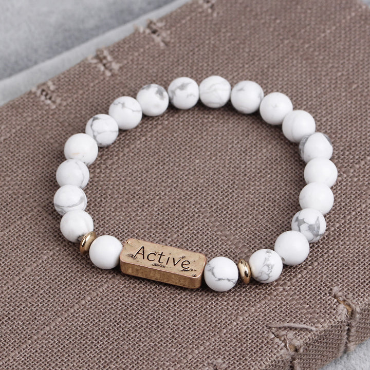 Bracelet gravé Active Faith en pierres précieuses naturelles Olivenorma