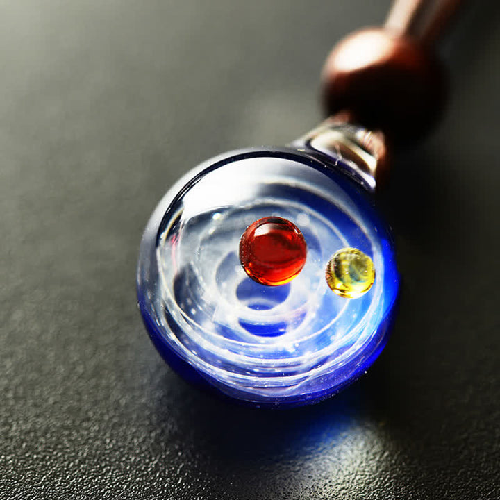 Collier fantaisie en verre avec ciel étoilé cosmique Olivenorma