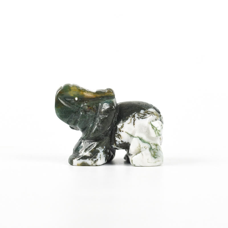 Figurine d'éléphant sculptée Olivenorma 1,5/2 pouces Décoration en pierres précieuses