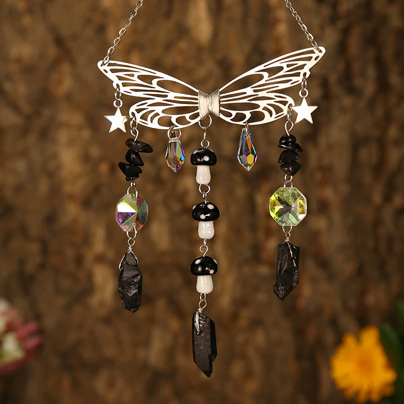 Carillon éolien attrape-soleil en forme d'ailes de papillon en cristal Olivenorma 